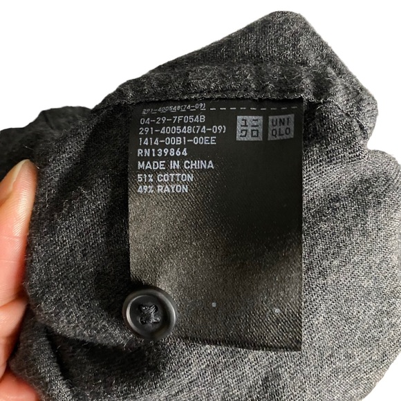 Uniqlo Women's Charcoal Gray Button Up Midi Belted Shirt Dress - Picture 6 of 10